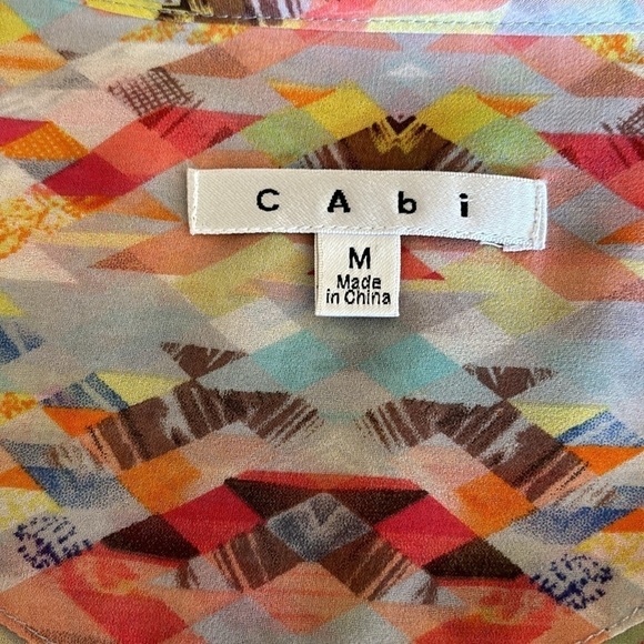 Cabi 760 Avery Aztec Geometric Hidden Button Up Tunic Tank Top M - Picture 7 of 7